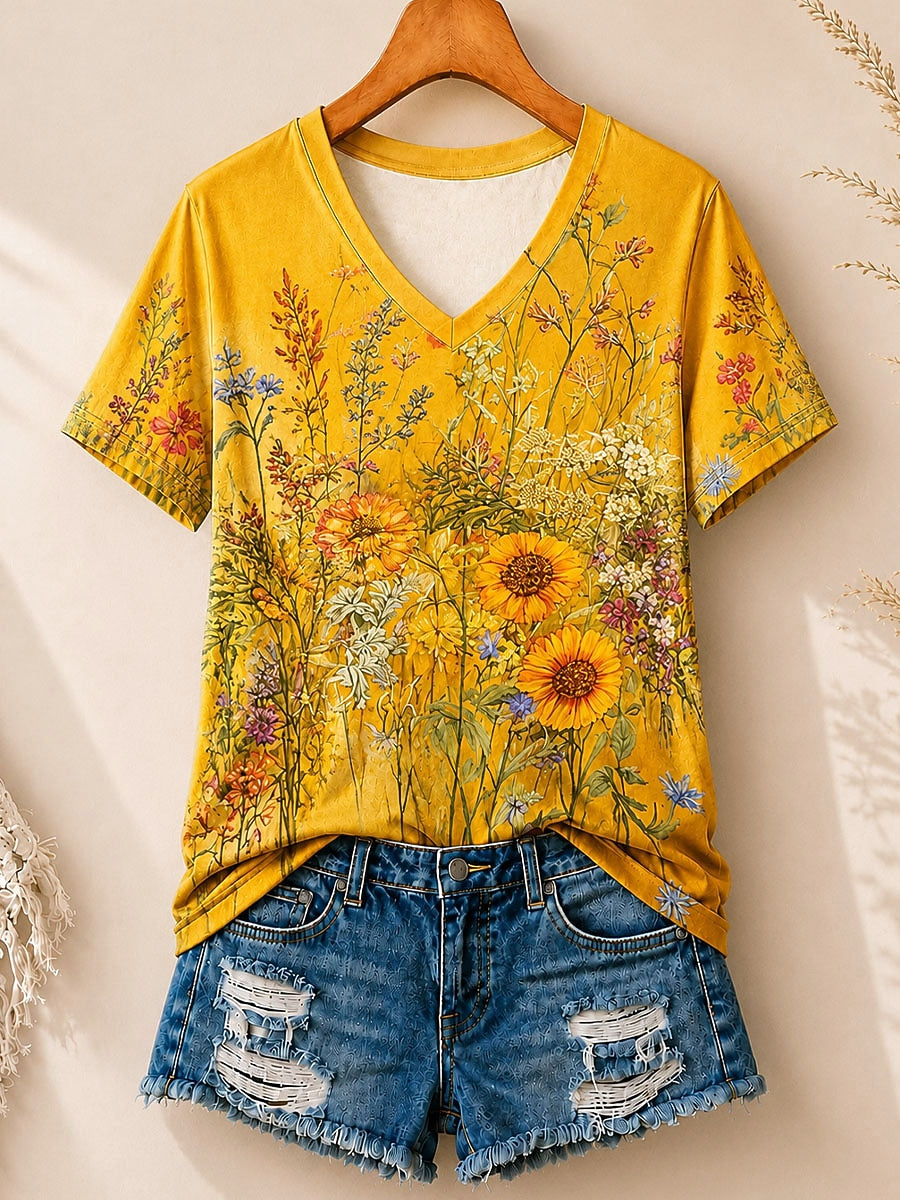 Sunflowers And Wildflowers - Flora Cotton Tee