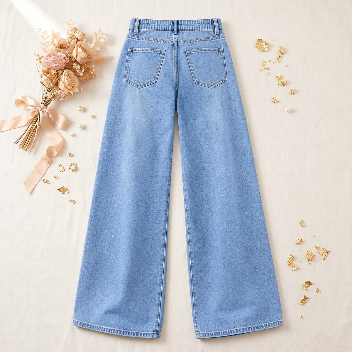 Scattered Floral Wide Leg Jeans - Flora Women's Jeans