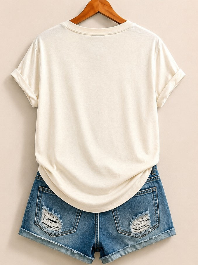 Thanksgiving Reindeer Cotton Tee in Beige
