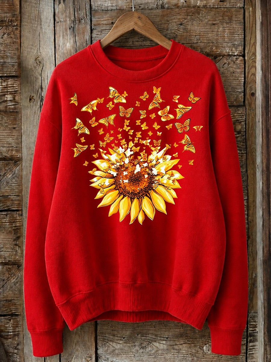 Sunflower And Butterflies - Life Stories Cotton Blend Sweatshirt