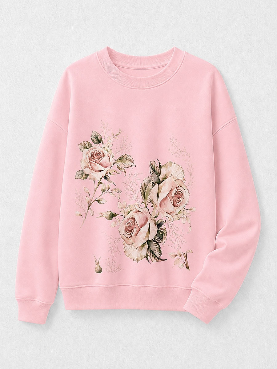 Blue Red Floral Sweatshirt in Blue