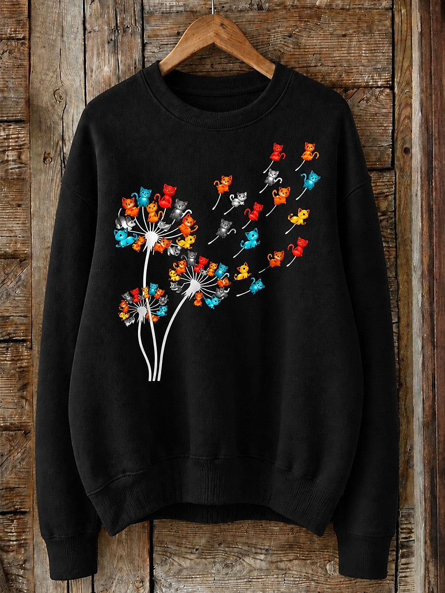 Cats Wishes In The Wind - Nature Story Cotton Blend Sweatshirt