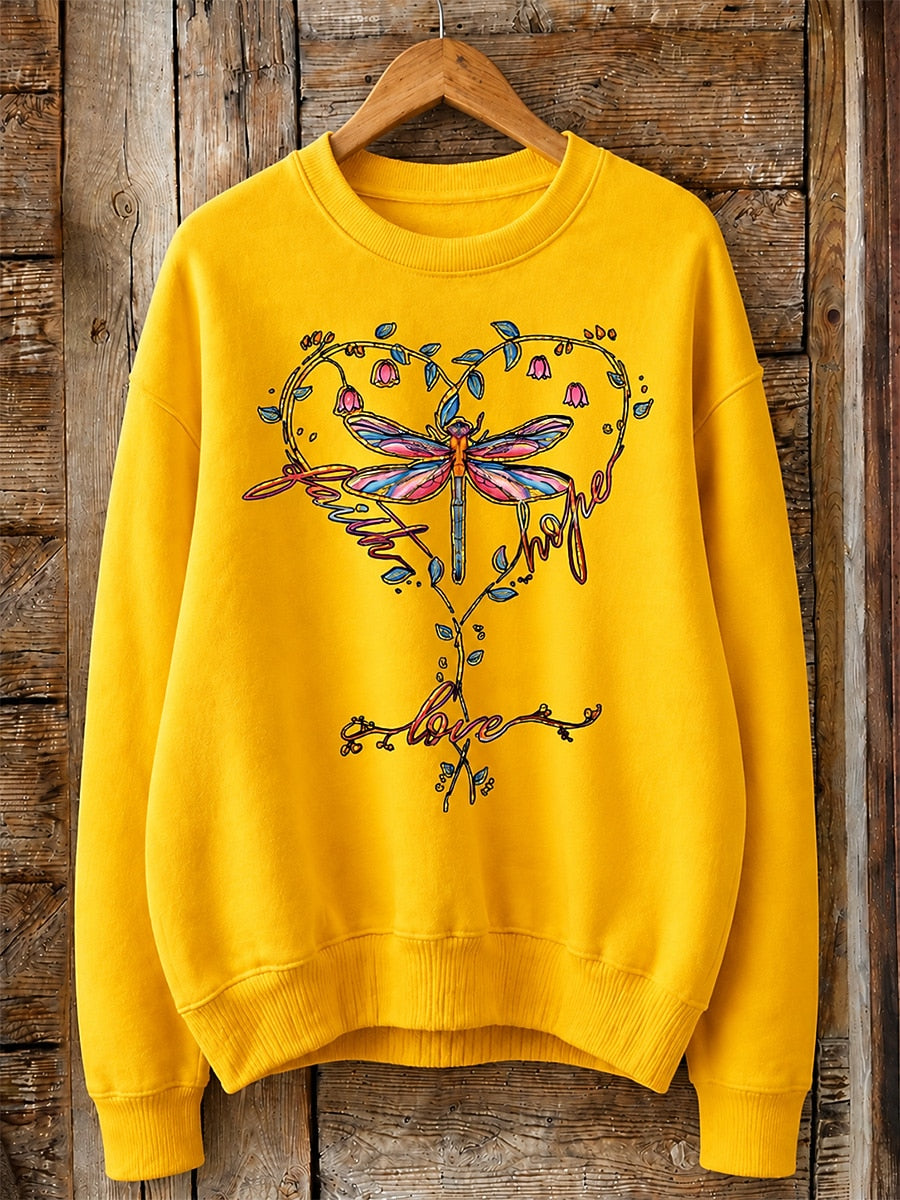 Dragonfly Love Heart - Life Stories Cotton Blend Sweatshirt