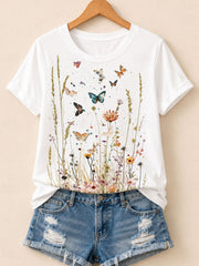 Wildflower Meadow With Butterflies - Life Stories Cotton Tee