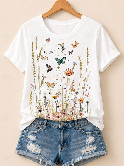 Wildflower Meadow With Butterflies - Life Stories Cotton Tee