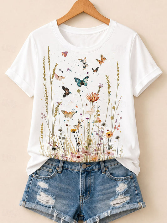 Wildflower Meadow With Butterflies - Life Stories Cotton Tee