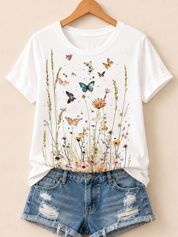 Wildflower Meadow With Butterflies - Life Stories Cotton Tee
