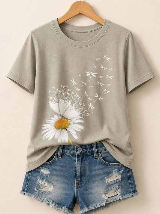 Daisy Petals In The Wind - Flora Cotton Tee