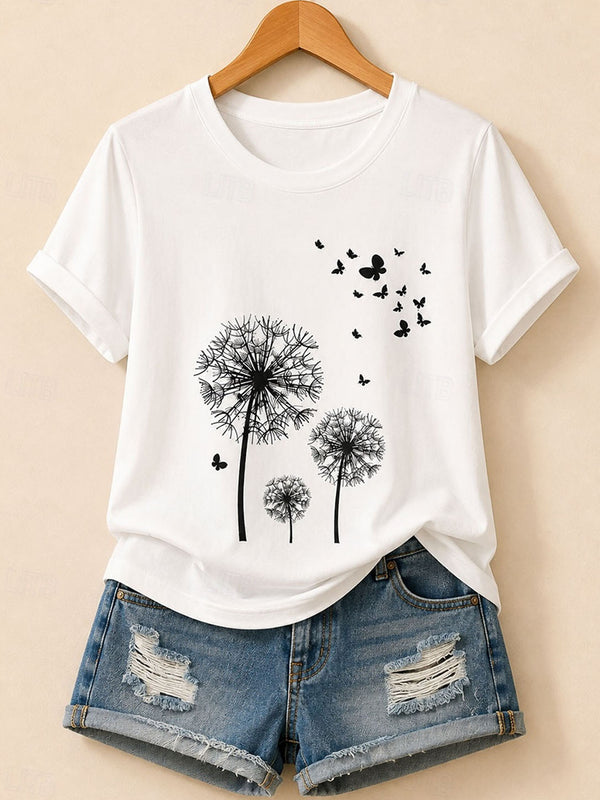 Dandelions With Butterflies - Life Stories Cotton Tee