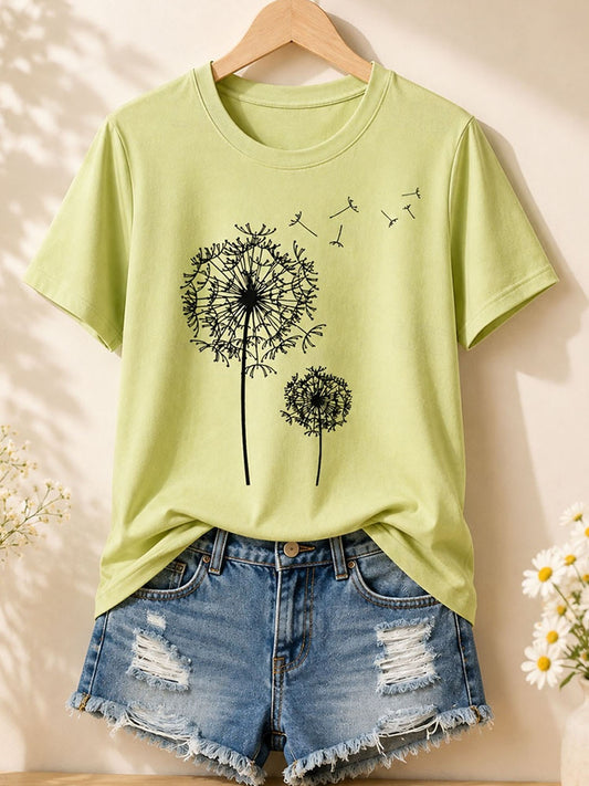 Wildflower Dandelion Wishes - Botanical Cotton Tee