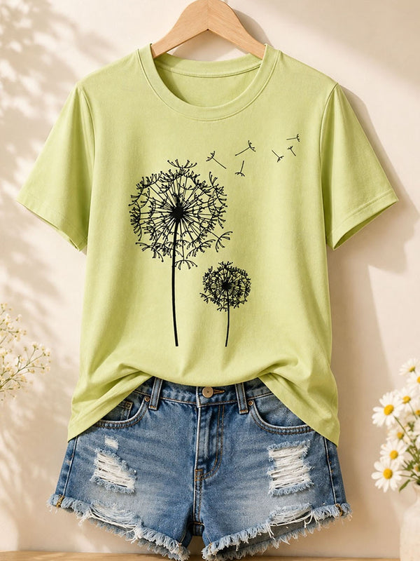 Wildflower Dandelion Wishes - Botanical Cotton Tee