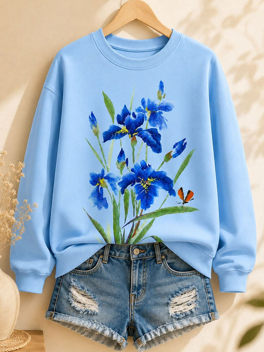 Iris Garden - Flora Cotton Blend Sweatshirt