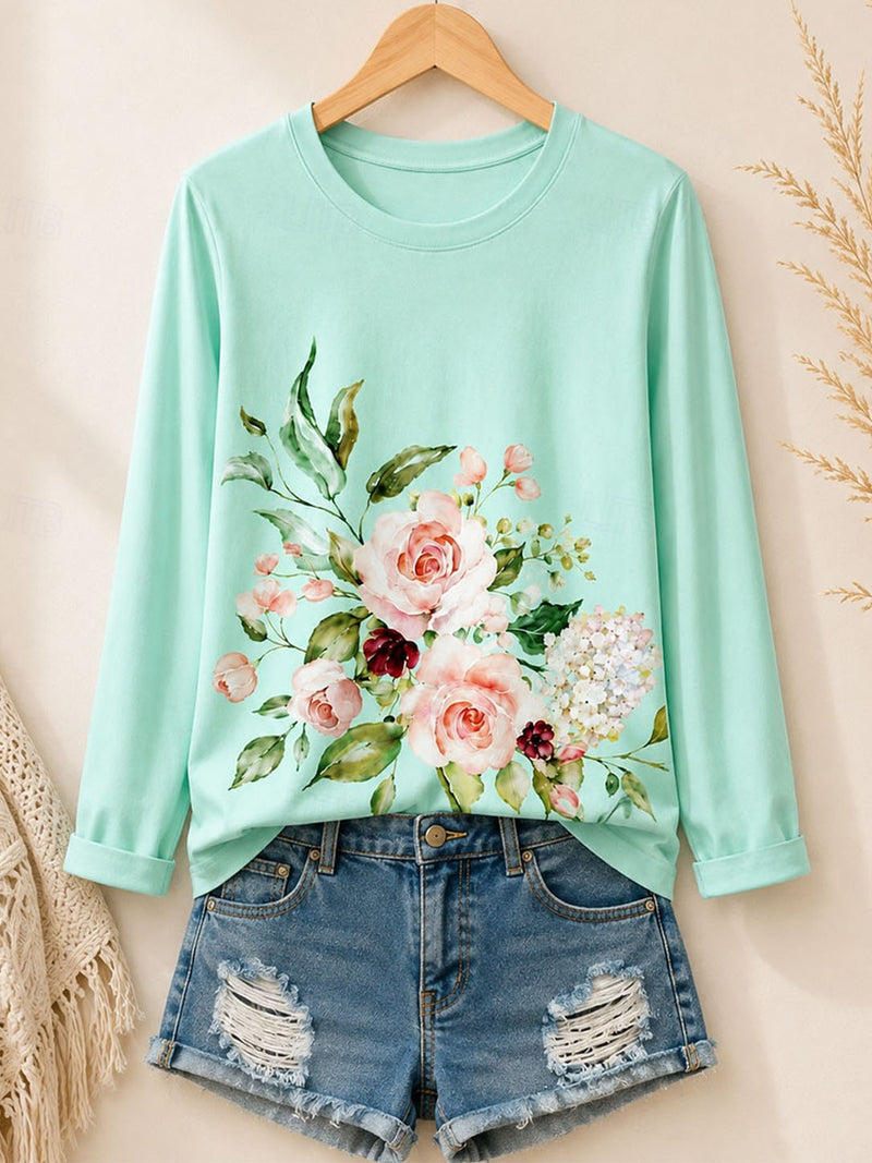 Garden Bloom Story - Langarmshirt mit botanischem Motiv