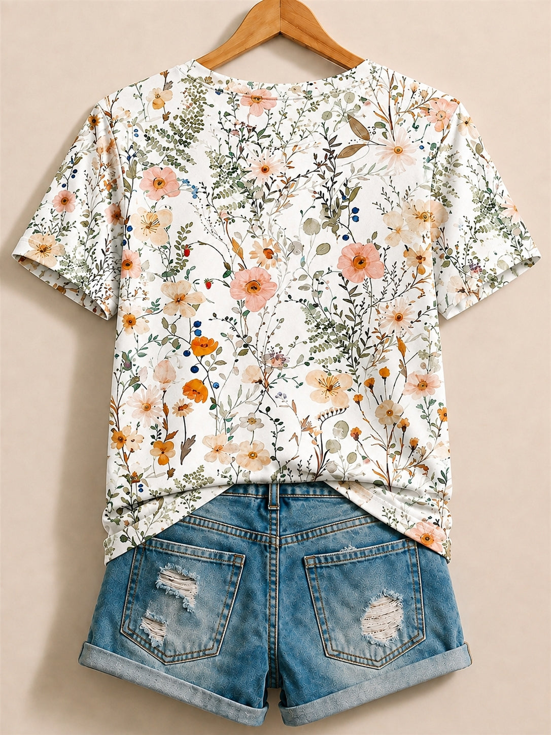 Wildflower Meadow With Poppies And Daisies - Life Stories Cotton Tee