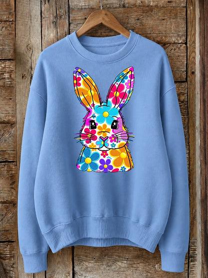 Floral Patchwork Rabbit - Nature Story Cotton Blend Sweatshirt