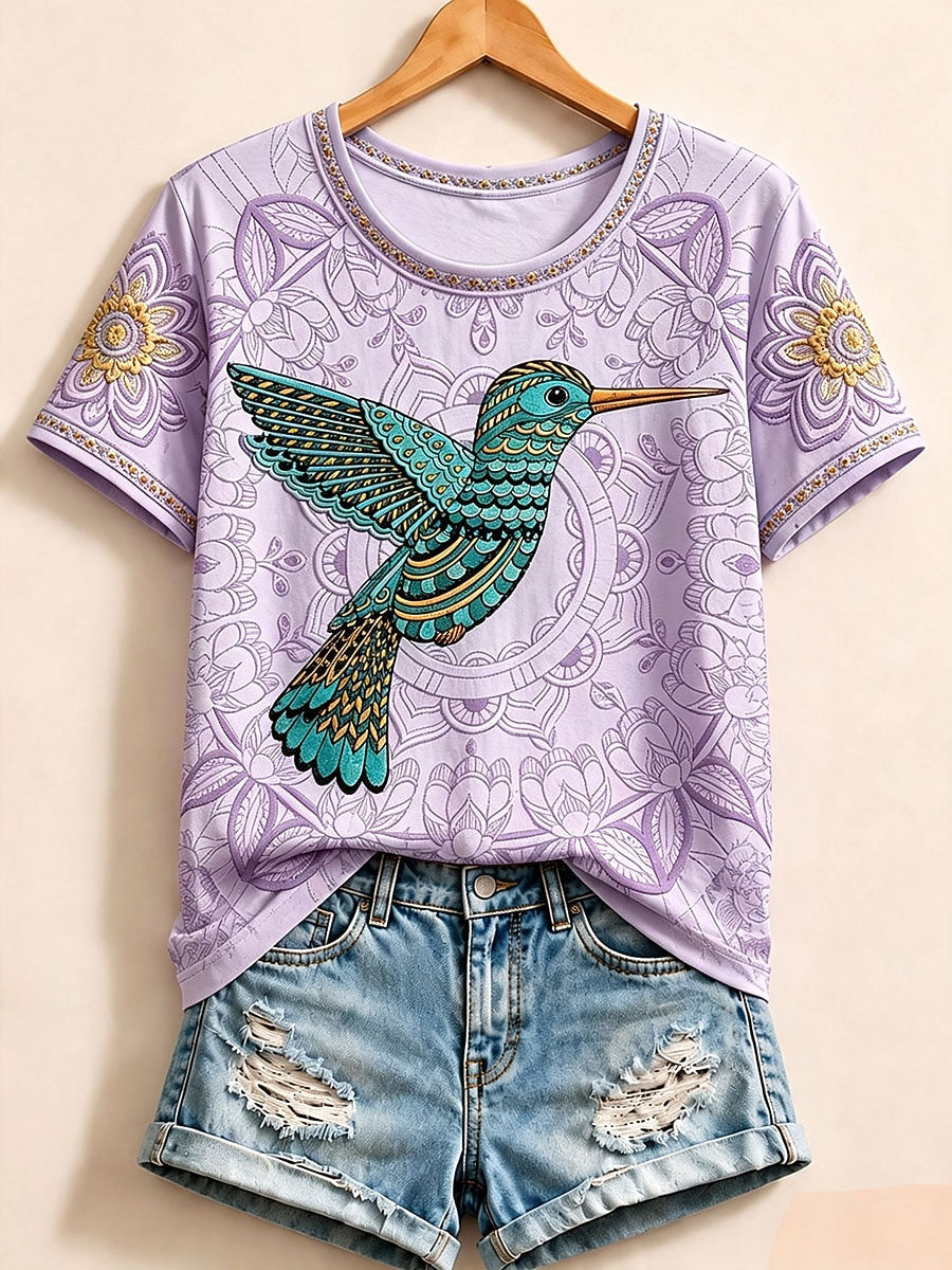 Purple Bird Long Tee in Purple
