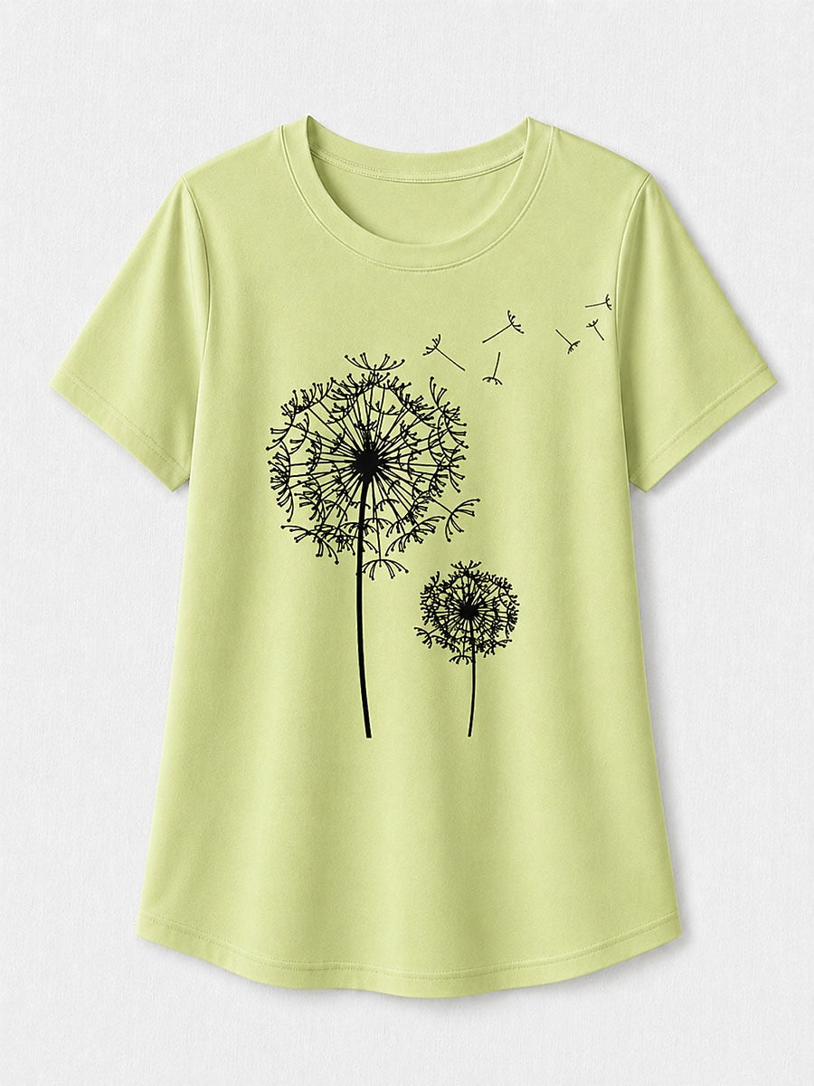 White Botanical Print Tee in White