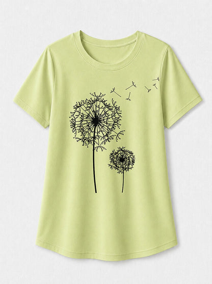 White Botanical Print Tee in White