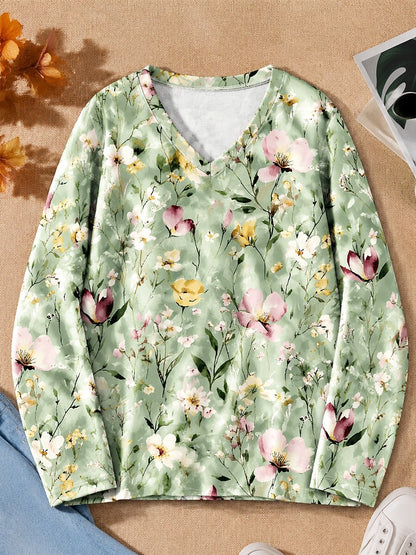 Wildflower Meadow Blossoms - Flora Cotton Long Sleeve Tee