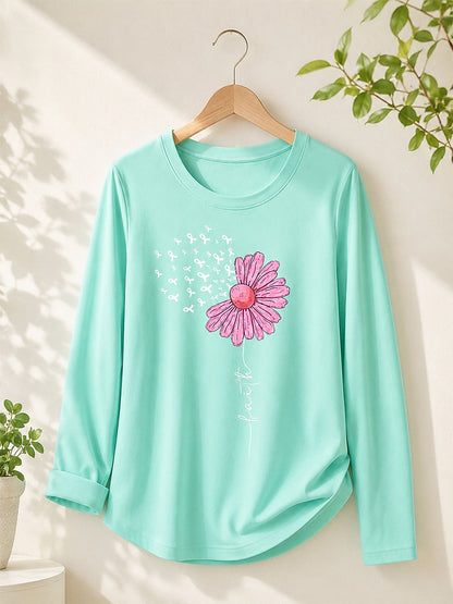 Long Floral Tee in Blue