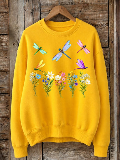 Dragonflies Above Wildflowers - Life Stories Cotton Blend Sweatshirt