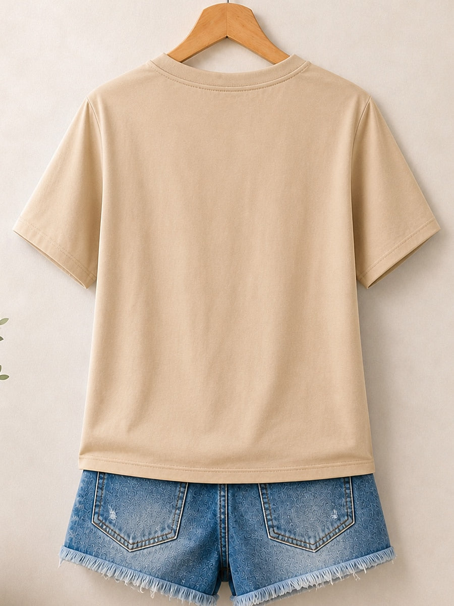 Vintage Floral Medallion women's cotton tee - White