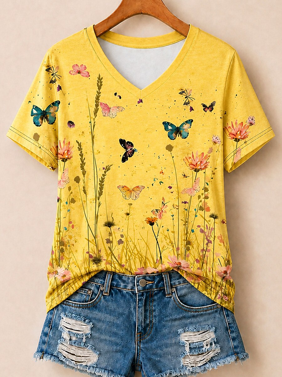 Wildflower Meadow With Butterflies - Life Stories Cotton Tee