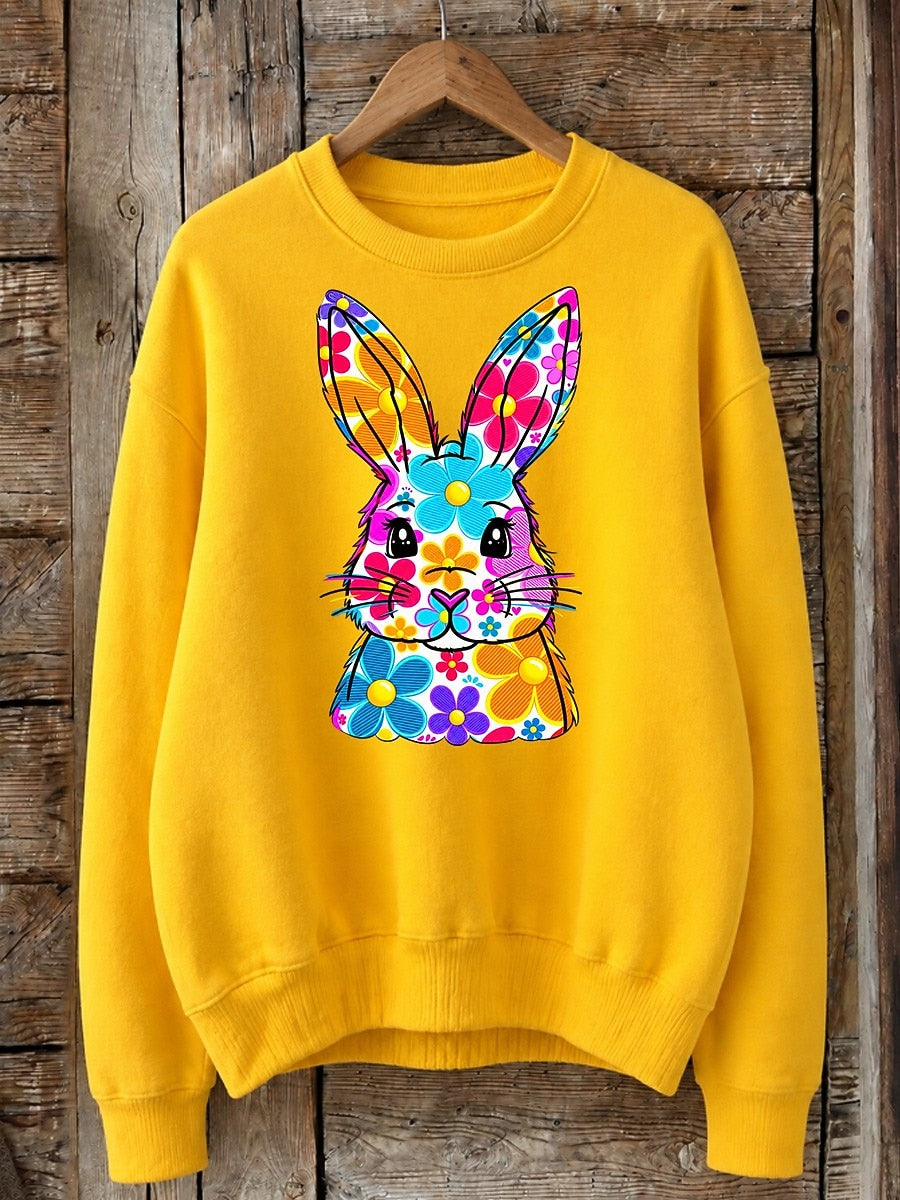 Floral Patchwork Rabbit - Nature Story Cotton Blend Sweatshirt