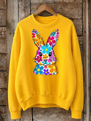 Floral Patchwork Rabbit - Nature Story Cotton Blend Sweatshirt