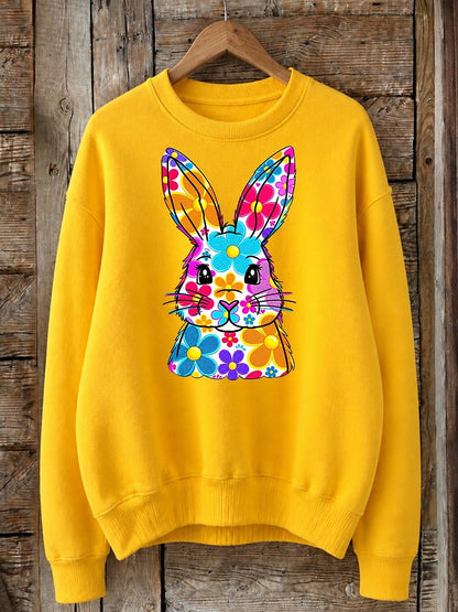 Floral Patchwork Rabbit - Nature Story Cotton Blend Sweatshirt