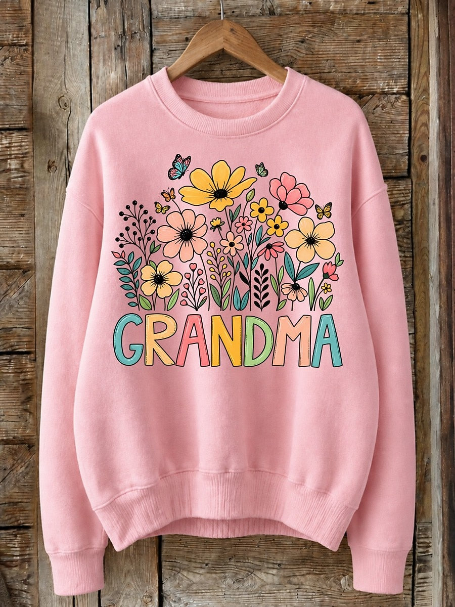 Grandma With Wildflowers - Life Stories Cotton Blend Sweatshirt