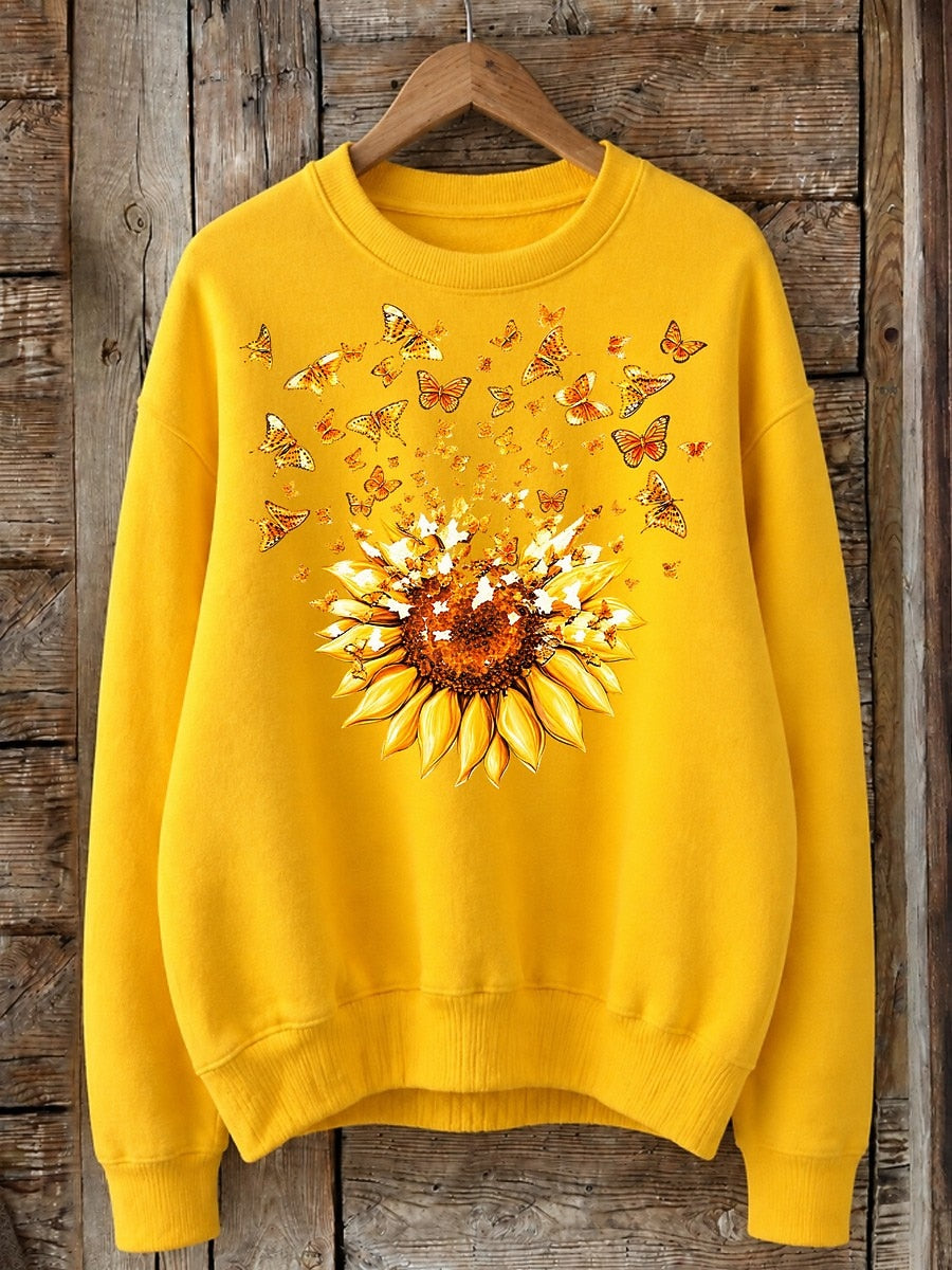 Sunflower And Butterflies - Life Stories Cotton Blend Sweatshirt