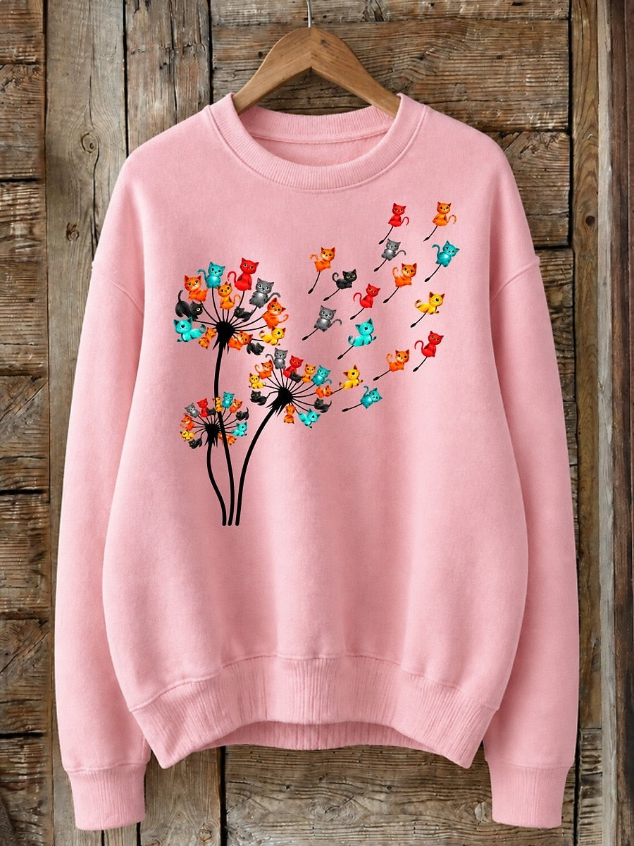 Cats Wishes In The Wind - Nature Story Cotton Blend Sweatshirt