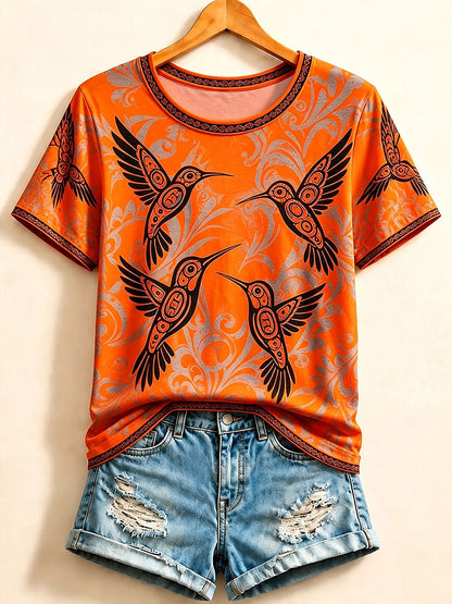 Blue Bird Cotton Tee in Blue