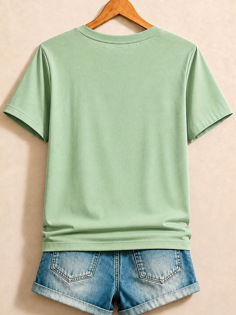 Yellow Floral Letter Tee in Blue