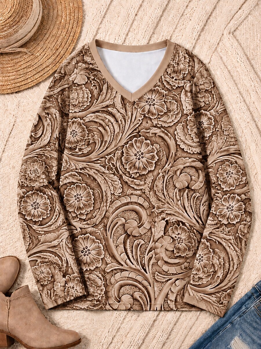 Botanical Scrollwork - Flora Cotton Long Sleeve Tee
