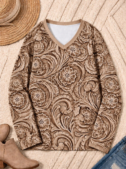 Botanical Scrollwork - Flora Cotton Long Sleeve Tee