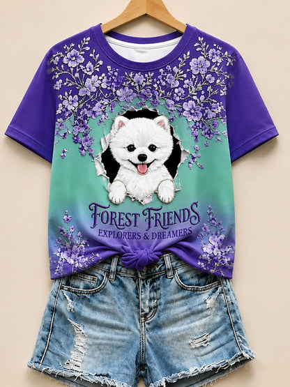 Purple Animal Cotton Tee in Purple