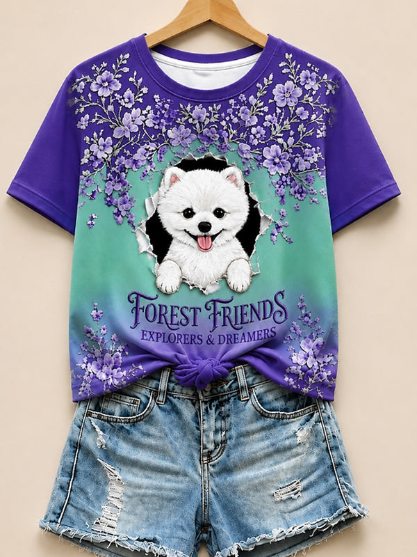 Forest Friends Puppy Among Lavender - Nature Story Cotton Tee