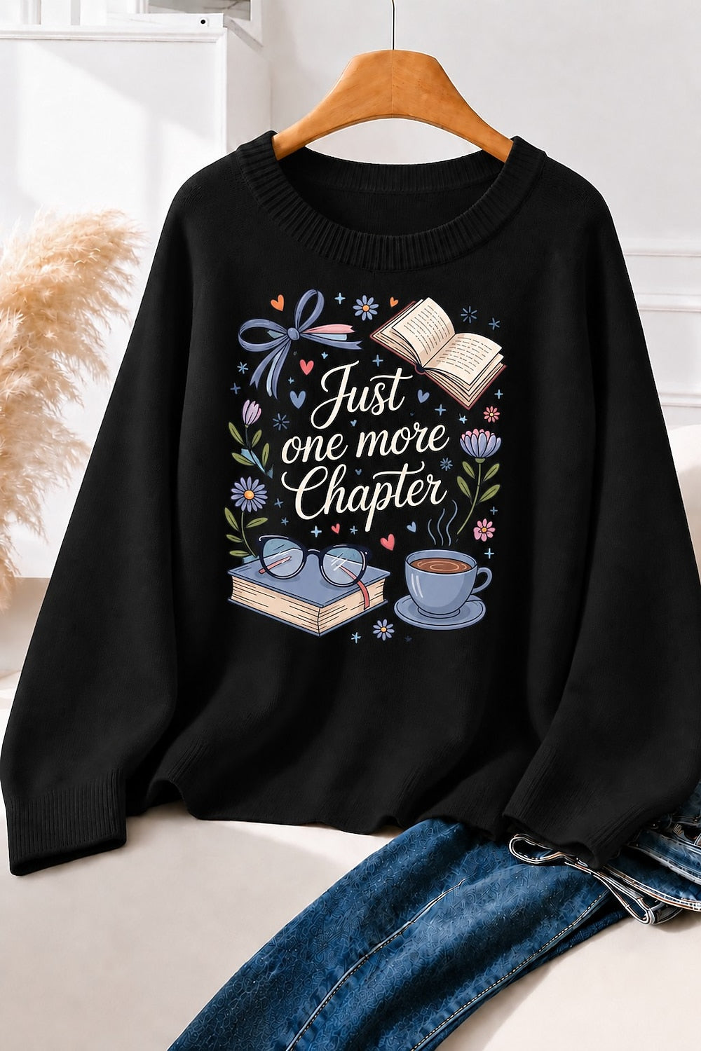 Just One More Chapter With Books And Flowers women's sweatshirts - product image 1