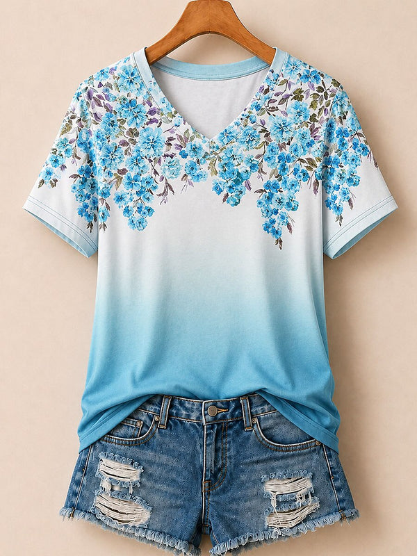 Hydrangea Shoulder Garden - Flora Cotton Tee