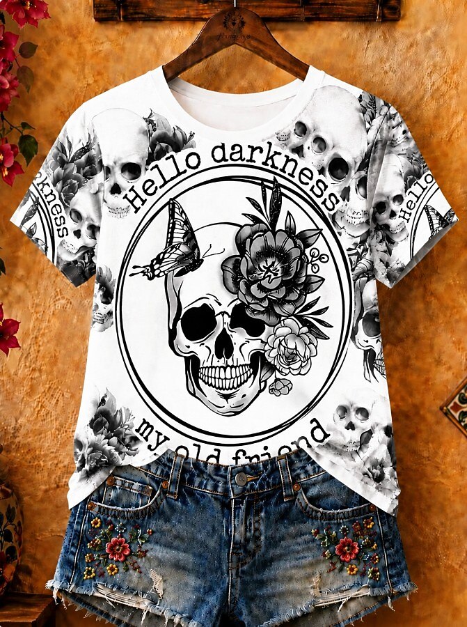 Vintage Floral Skull - Flora Cotton Tee