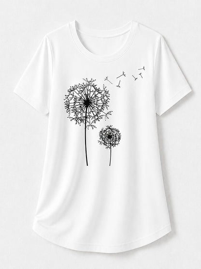 White Botanical Print Tee in White