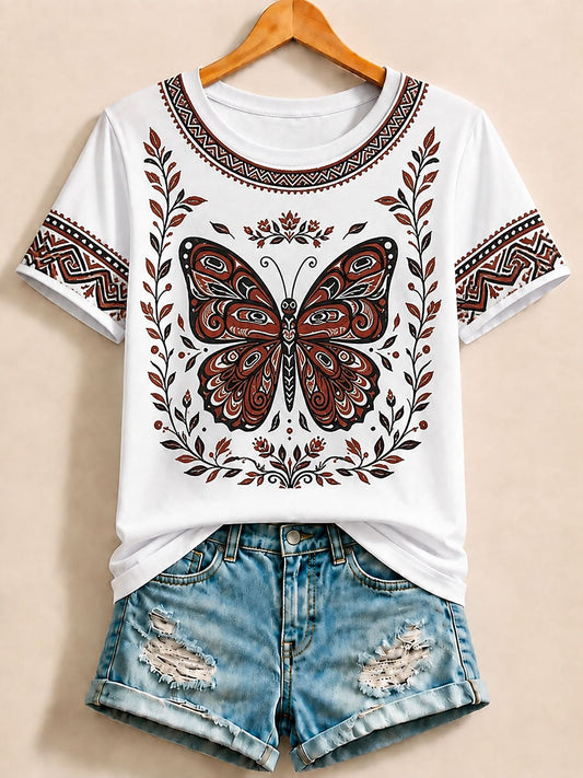 Butterfly Cotton Tee in White