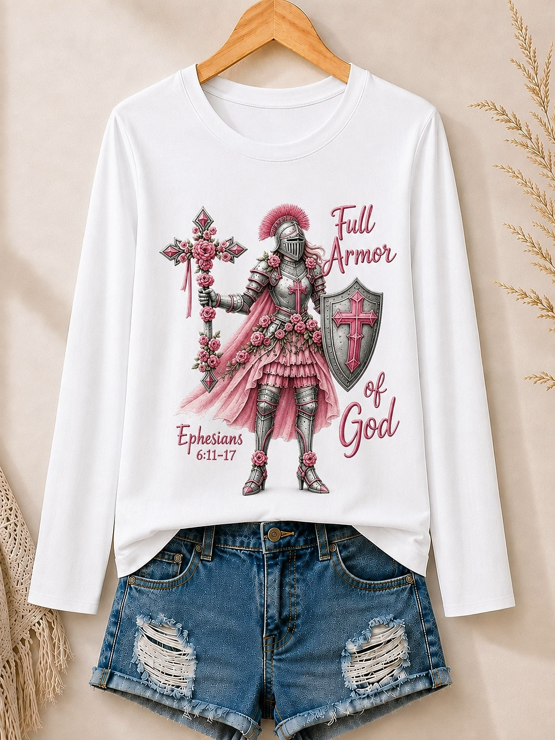 Full Armor Of God With Warrior And Flowers women's t-shirts - product image 6