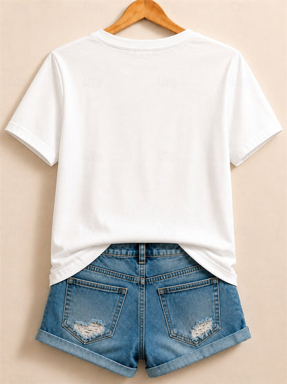 Peonies With Butterfly - Flora Cotton Tee