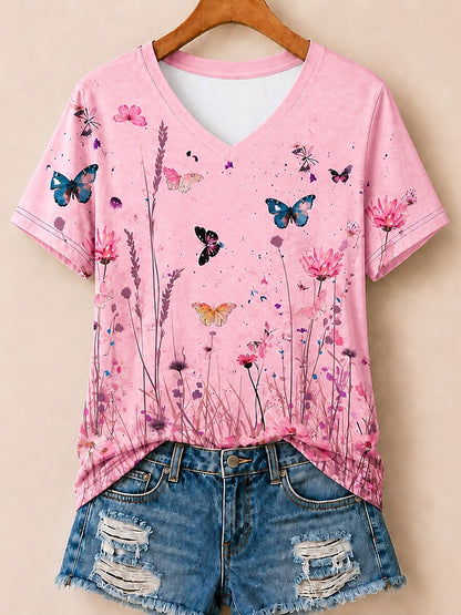 Wildflower Meadow With Butterflies - Life Stories Cotton Tee