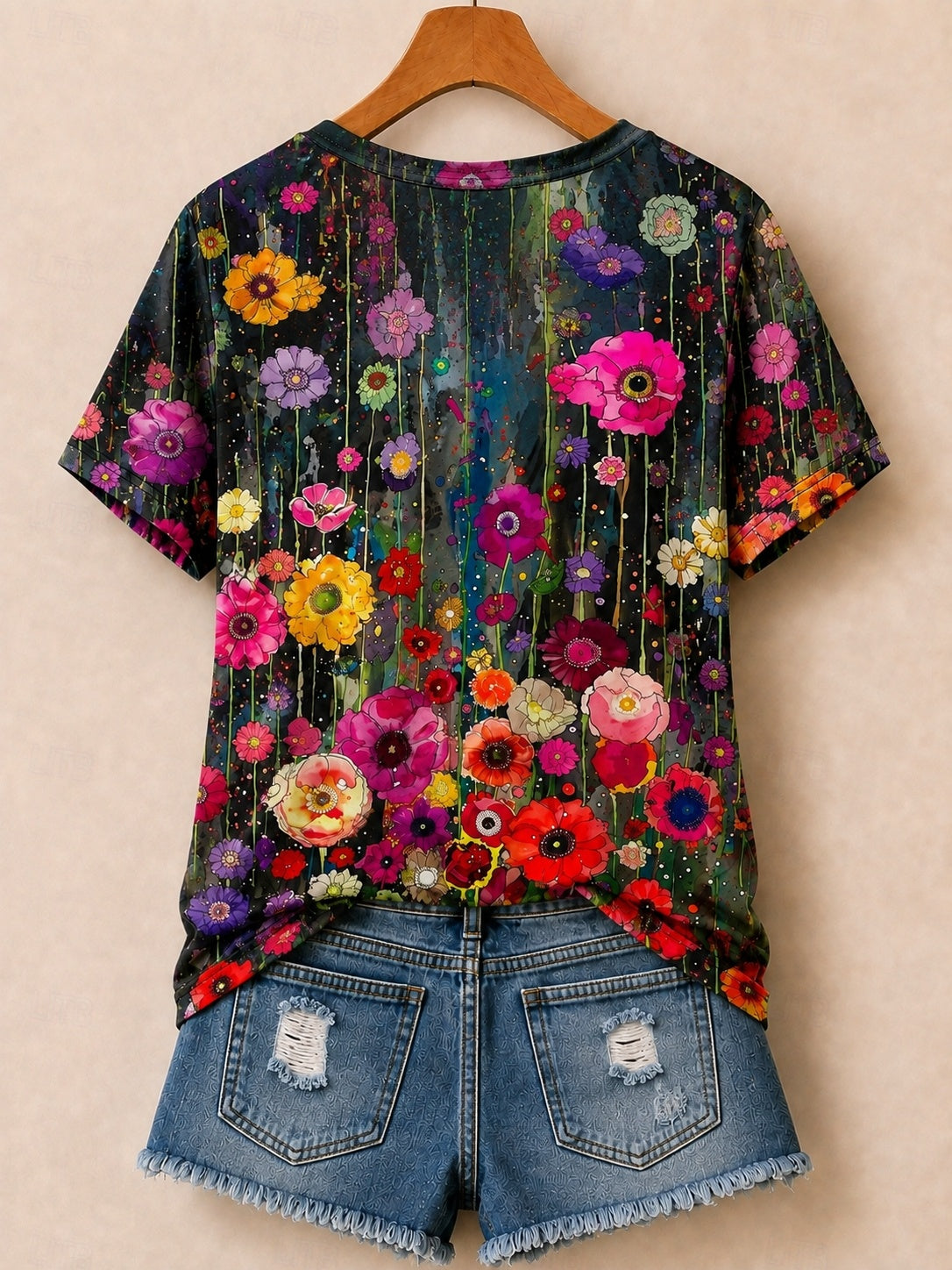 Wildflower Garden With Zinnias Poppies And Daisies - Life Stories Cotton Tee