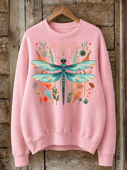 Dragonfly Among Wildflowers - Life Stories Cotton Blend Sweatshirt