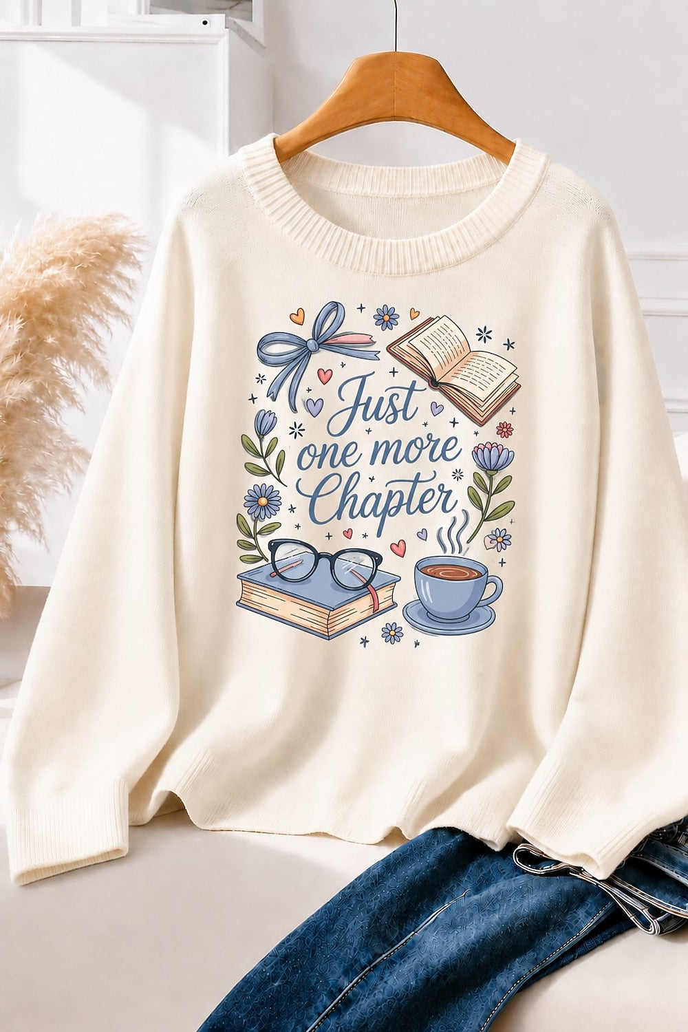 Just One More Chapter With Books And Flowers women's sweatshirts - product image 4